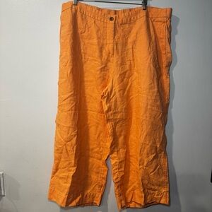 J. Jill Love Linen Wide Leg Crop Pants Button Orange Size 3X Pockets